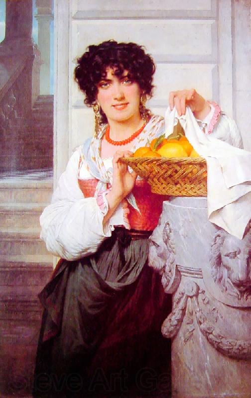 Pierre-Auguste Cot Pisan Girl with Basket of Oranges and Lemons Norge oil painting art